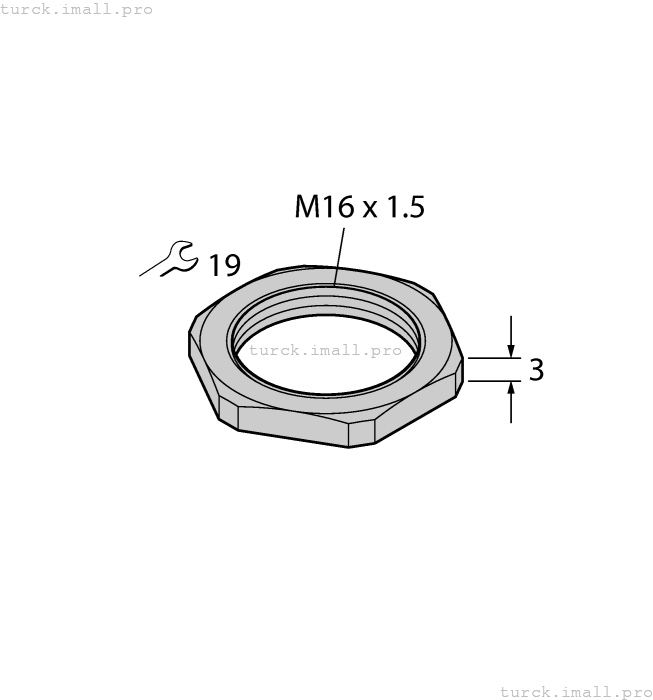 SECHSKANTMUTTER M16X1.5. SW19 6936389 TURCK